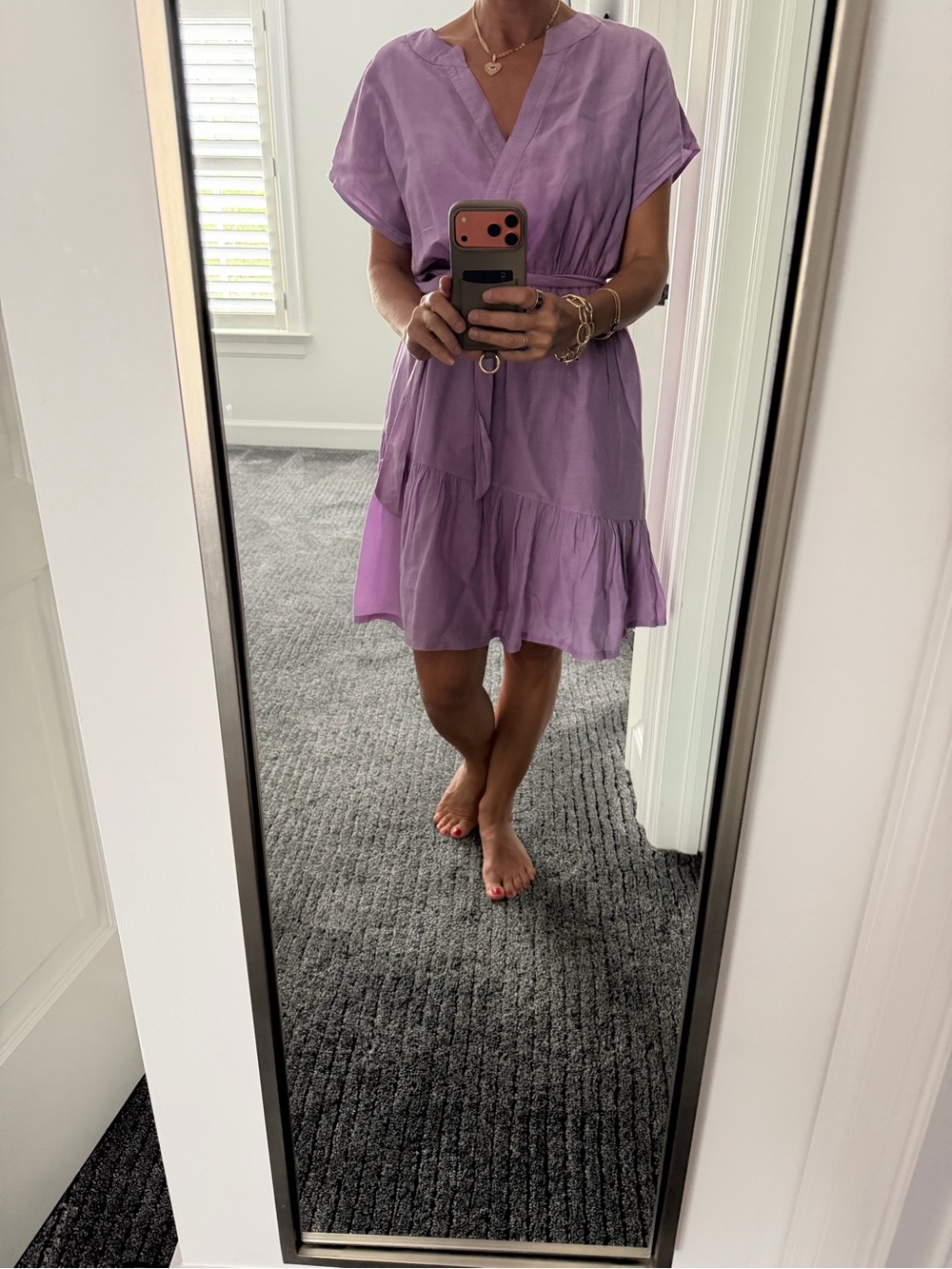 XiRENA Lilac V-Neck Tiered Mini Dress